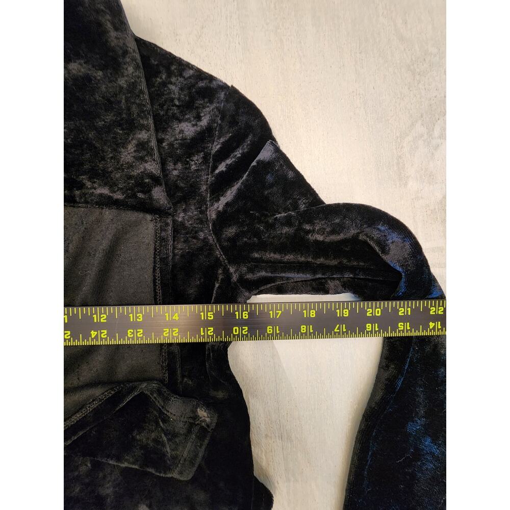 Juicy Couture Crushed Velvet Open Front Jacket Size Small Womens Y2K Black - Picture 5 of 9